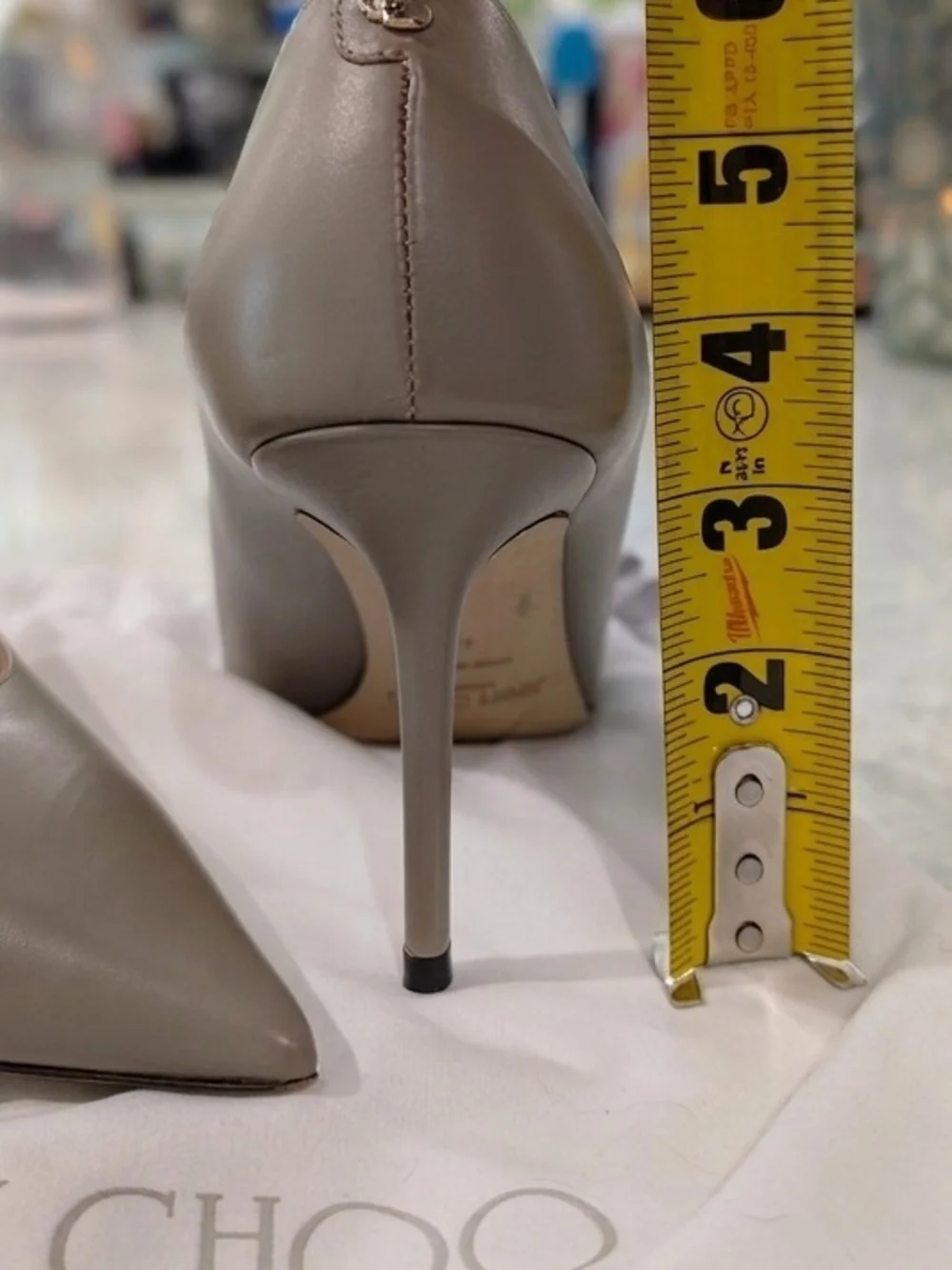 Jimmy Choo Taupe Leather Pointed-Toe Stiletto Pumps
